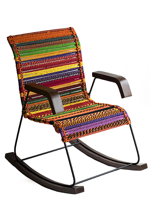 Katran Collection Rrocking Chair Orange Multicolor by Sahil & Sarthak